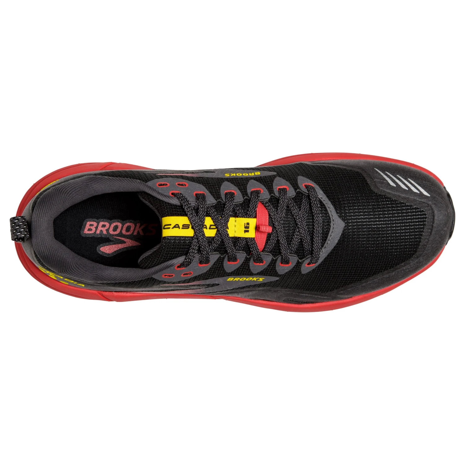 Brooks Mens Cascadia 16 - Black/Fiery Red/Blazing Yellow - Trail 6 Brooks Mens Cascadia 16 - Black/Fiery Red/Blazing Yellow - Trail - Image 6