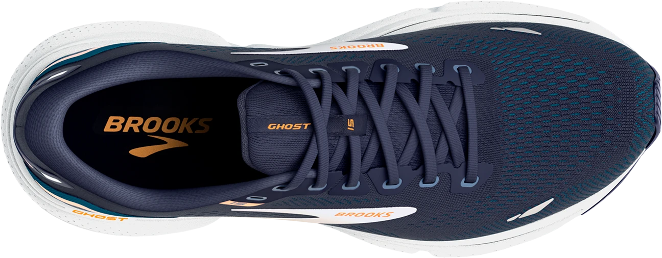 Brooks Mens Ghost 15 Wide - 2E Width - Peacoat/Blue/Orange Pop - Neutral 6 Brooks Mens Ghost 15 Wide - 2E Width - Peacoat/Blue/Orange Pop - Neutral - Image 6
