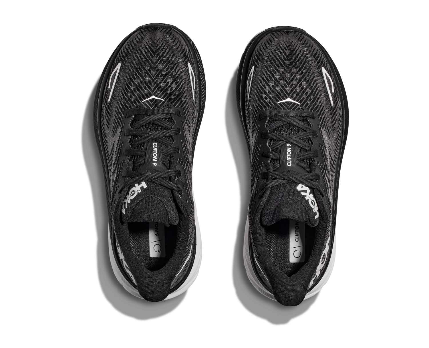 Hoka Mens Clifton 9 - Black/White - Neutral 4 Hoka Mens Clifton 9 - Black/White - Neutral - Image 4