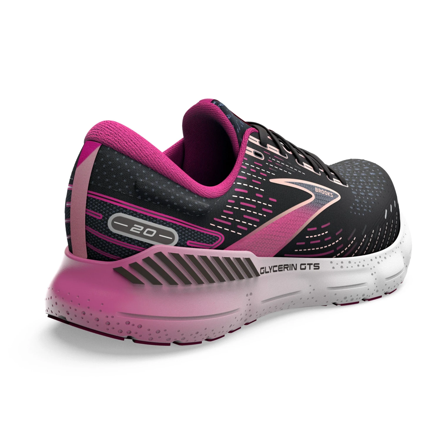 Brooks Womens Glycerin GTS 20 - Black/Fuchsia/Linen - Stability 4 Brooks Womens Glycerin GTS 20 - Black/Fuchsia/Linen - Stability - Image 4
