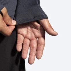 Brooks Mens Dash 1/2 Zip - Heather Concrete -Hoka Sales Store 211298 008 d3 dash half zip mens long sleeve running shirt