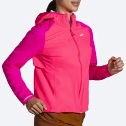 Brooks Womens High Point Waterproof Jacket - Hyper Pink/Fuchsia -Hoka Sales Store 221608 653 mv high point jacket womens running jacket