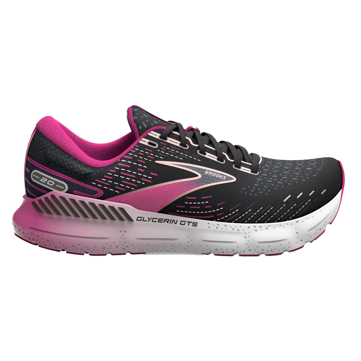 Brooks Womens Glycerin GTS 20 - Black/Fuchsia/Linen - Stability 1 Brooks Womens Glycerin GTS 20 - Black/Fuchsia/Linen - Stability