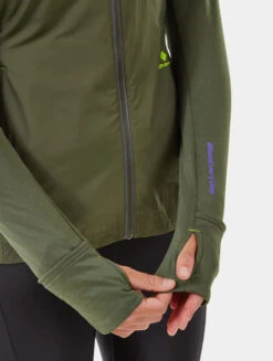 RonHill Womens Tech Hyperchill Jacket - Khaki/Citrus -Hoka Sales Store HYPERCHILL JACKET KHAKI31