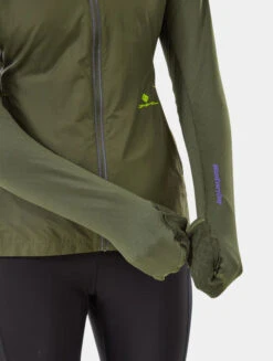 RonHill Womens Tech Hyperchill Jacket - Khaki/Citrus -Hoka Sales Store HYPERCHILL JACKET KHAKI34