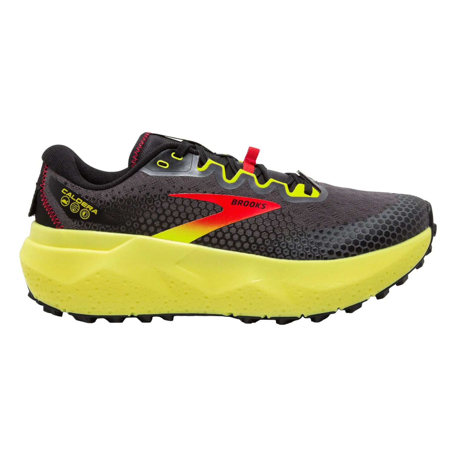 Brooks Mens Caldera 6 - Black/Fiery Red/Blazing Yellow - Trail 1 Brooks Mens Caldera 6 - Black/Fiery Red/Blazing Yellow - Trail