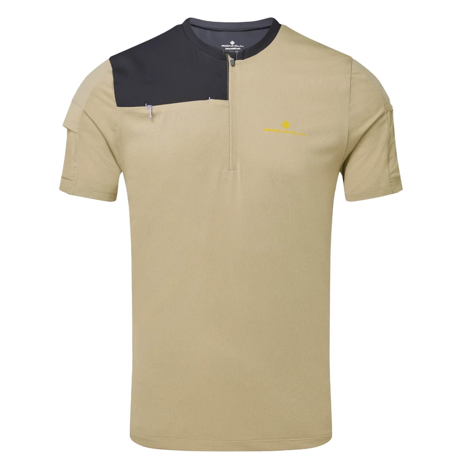 RonHill Mens Tech Ultra 1/2 Zip Tee - Latte/Black 1 RonHill Mens Tech Ultra 1/2 Zip Tee - Latte/Black