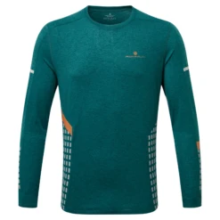 RonHill Mens Tech Afterhours L/S Tee - Deep Lagoon/Copper/Reflect
