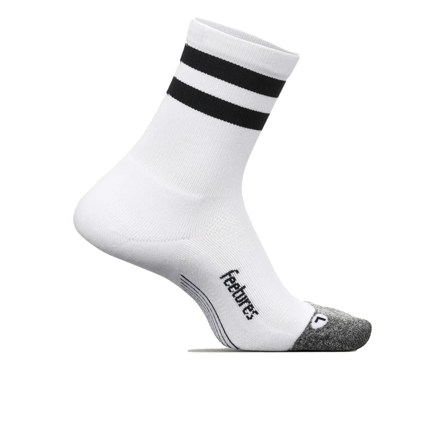 Feetures Elite Light Cushion Mini Crew - White High Top Stripe 1 Feetures Elite Light Cushion Mini Crew - White High Top Stripe